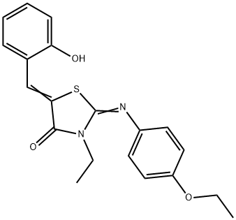 2-[(4-ethoxyphenyl)imino]-3-ethyl-5-(2-hydroxybenzylidene)-1,3-thiazolidin-4-one 结构式