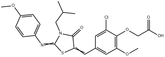 [2-chloro-4-({3-isobutyl-2-[(4-methoxyphenyl)imino]-4-oxo-1,3-thiazolidin-5-ylidene}methyl)-6-methoxyphenoxy]acetic acid 结构式