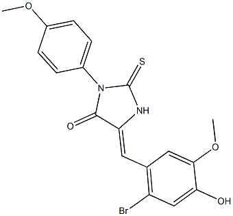 5-(2-bromo-4-hydroxy-5-methoxybenzylidene)-3-(4-methoxyphenyl)-2-thioxo-4-imidazolidinone 结构式