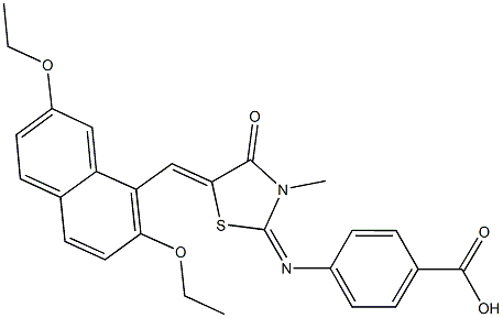 4-({5-[(2,7-diethoxy-1-naphthyl)methylene]-3-methyl-4-oxo-1,3-thiazolidin-2-ylidene}amino)benzoic acid 结构式
