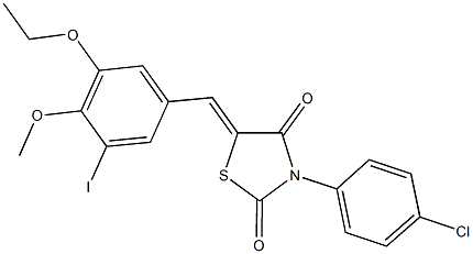 3-(4-chlorophenyl)-5-(3-ethoxy-5-iodo-4-methoxybenzylidene)-1,3-thiazolidine-2,4-dione 结构式