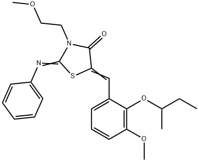 5-(2-sec-butoxy-3-methoxybenzylidene)-3-(2-methoxyethyl)-2-(phenylimino)-1,3-thiazolidin-4-one 结构式