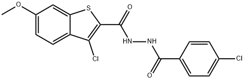 3-chloro-N'-(4-chlorobenzoyl)-6-methoxy-1-benzothiophene-2-carbohydrazide 结构式