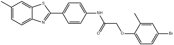 2-(4-bromo-2-methylphenoxy)-N-[4-(6-methyl-1,3-benzothiazol-2-yl)phenyl]acetamide 结构式