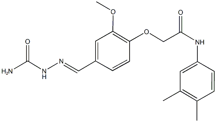 2-{4-[2-(aminocarbonyl)carbohydrazonoyl]-2-methoxyphenoxy}-N-(3,4-dimethylphenyl)acetamide 结构式