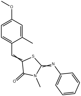 5-(4-methoxy-2-methylbenzylidene)-3-methyl-2-(phenylimino)-1,3-thiazolidin-4-one 结构式