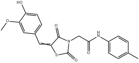 2-[5-(4-hydroxy-3-methoxybenzylidene)-2,4-dioxo-1,3-thiazolidin-3-yl]-N-(4-methylphenyl)acetamide 结构式