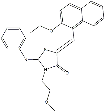 5-[(2-ethoxy-1-naphthyl)methylene]-3-(2-methoxyethyl)-2-(phenylimino)-1,3-thiazolidin-4-one 结构式