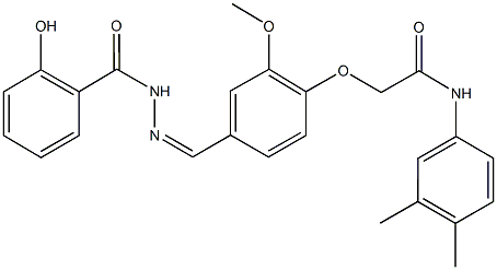 N-(3,4-dimethylphenyl)-2-{4-[2-(2-hydroxybenzoyl)carbohydrazonoyl]-2-methoxyphenoxy}acetamide 结构式