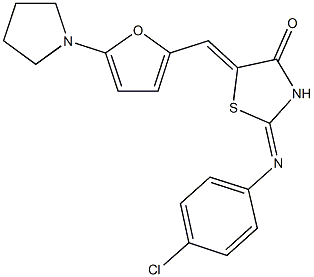 2-[(4-chlorophenyl)imino]-5-{[5-(1-pyrrolidinyl)-2-furyl]methylene}-1,3-thiazolidin-4-one 结构式