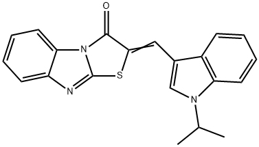 2-[(1-isopropyl-1H-indol-3-yl)methylene][1,3]thiazolo[3,2-a]benzimidazol-3(2H)-one 结构式