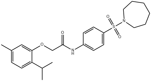 N-[4-(1-azepanylsulfonyl)phenyl]-2-(2-isopropyl-5-methylphenoxy)acetamide 结构式