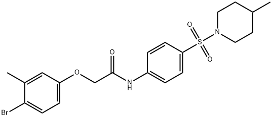 2-(4-bromo-3-methylphenoxy)-N-{4-[(4-methyl-1-piperidinyl)sulfonyl]phenyl}acetamide 结构式