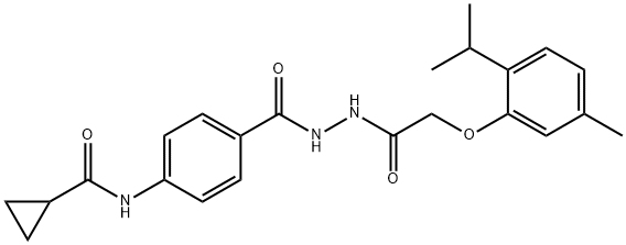 N-[4-({2-[(2-isopropyl-5-methylphenoxy)acetyl]hydrazino}carbonyl)phenyl]cyclopropanecarboxamide 结构式