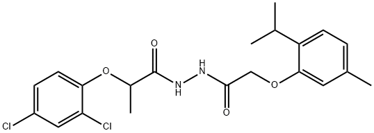 2-(2,4-dichlorophenoxy)-N'-[(2-isopropyl-5-methylphenoxy)acetyl]propanohydrazide 结构式