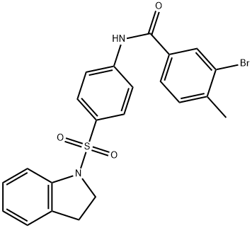 3-bromo-N-[4-(2,3-dihydro-1H-indol-1-ylsulfonyl)phenyl]-4-methylbenzamide 结构式