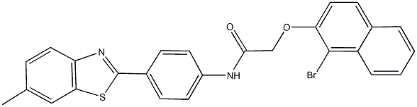 2-[(1-bromo-2-naphthyl)oxy]-N-[4-(6-methyl-1,3-benzothiazol-2-yl)phenyl]acetamide 结构式