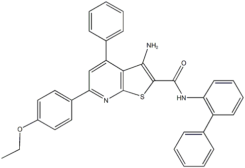 3-amino-N-[1,1'-biphenyl]-2-yl-6-(4-ethoxyphenyl)-4-phenylthieno[2,3-b]pyridine-2-carboxamide 结构式