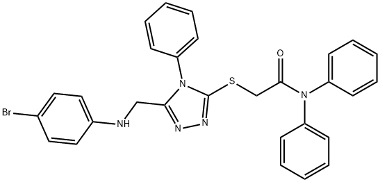 2-({5-[(4-bromoanilino)methyl]-4-phenyl-4H-1,2,4-triazol-3-yl}sulfanyl)-N,N-diphenylacetamide 结构式