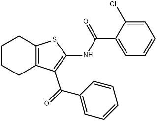 N-(3-benzoyl-4,5,6,7-tetrahydro-1-benzothien-2-yl)-2-chlorobenzamide 结构式