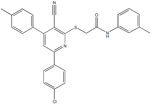 2-{[6-(4-chlorophenyl)-3-cyano-4-(4-methylphenyl)-2-pyridinyl]sulfanyl}-N-(3-methylphenyl)acetamide 结构式