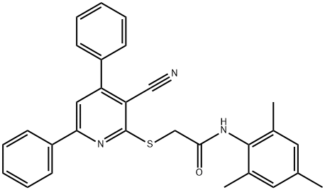 2-[(3-cyano-4,6-diphenyl-2-pyridinyl)sulfanyl]-N-mesitylacetamide 结构式