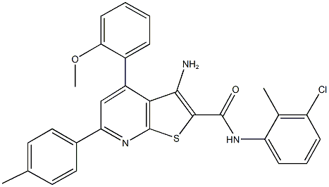 3-amino-N-(3-chloro-2-methylphenyl)-4-(2-methoxyphenyl)-6-(4-methylphenyl)thieno[2,3-b]pyridine-2-carboxamide 结构式