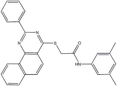 N-(3,5-dimethylphenyl)-2-[(2-phenylbenzo[h]quinazolin-4-yl)sulfanyl]acetamide 结构式