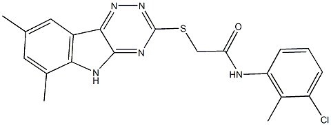 N-(3-chloro-2-methylphenyl)-2-[(6,8-dimethyl-5H-[1,2,4]triazino[5,6-b]indol-3-yl)sulfanyl]acetamide 结构式