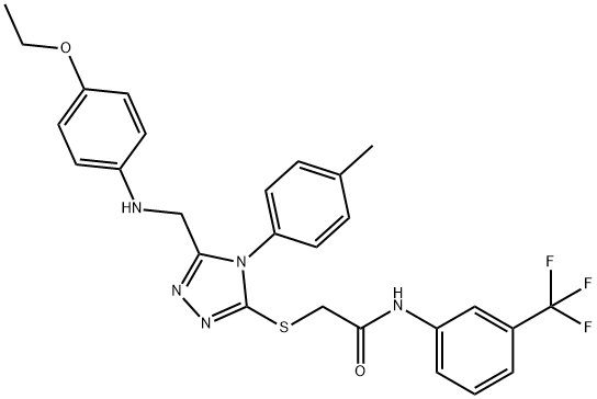 2-{[5-[(4-ethoxyanilino)methyl]-4-(4-methylphenyl)-4H-1,2,4-triazol-3-yl]sulfanyl}-N-[3-(trifluoromethyl)phenyl]acetamide 结构式