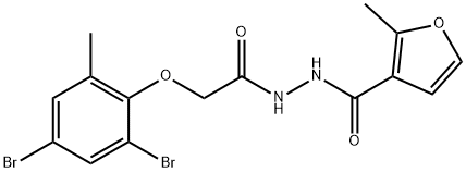 N'-[(2,4-dibromo-6-methylphenoxy)acetyl]-2-methyl-3-furohydrazide 结构式