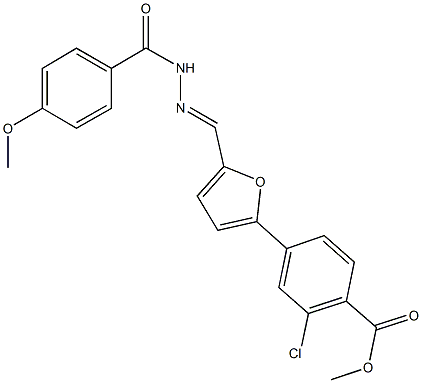 methyl 2-chloro-4-{5-[2-(4-methoxybenzoyl)carbohydrazonoyl]-2-furyl}benzoate 结构式