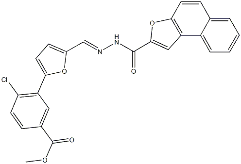 methyl 4-chloro-3-{5-[2-(naphtho[2,1-b]furan-2-ylcarbonyl)carbohydrazonoyl]-2-furyl}benzoate 结构式