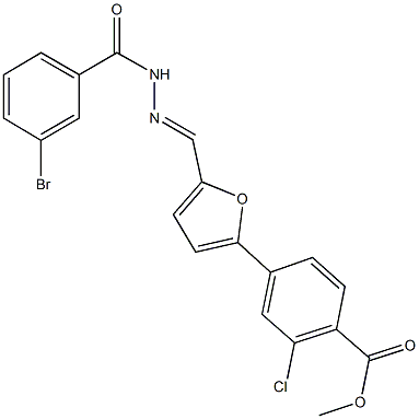 methyl 4-{5-[2-(3-bromobenzoyl)carbohydrazonoyl]-2-furyl}-2-chlorobenzoate 结构式