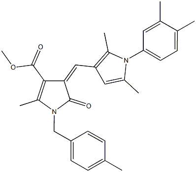 methyl 4-{[1-(3,4-dimethylphenyl)-2,5-dimethyl-1H-pyrrol-3-yl]methylene}-2-methyl-1-(4-methylbenzyl)-5-oxo-4,5-dihydro-1H-pyrrole-3-carboxylate 结构式