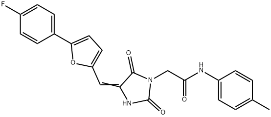 2-(4-{[5-(4-fluorophenyl)-2-furyl]methylene}-2,5-dioxo-1-imidazolidinyl)-N-(4-methylphenyl)acetamide 结构式