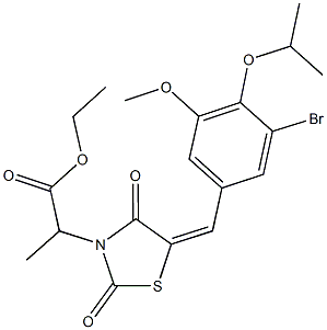 ethyl 2-[5-(3-bromo-4-isopropoxy-5-methoxybenzylidene)-2,4-dioxo-1,3-thiazolidin-3-yl]propanoate 结构式