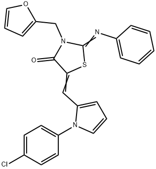 5-{[1-(4-chlorophenyl)-1H-pyrrol-2-yl]methylene}-3-(2-furylmethyl)-2-(phenylimino)-1,3-thiazolidin-4-one 结构式