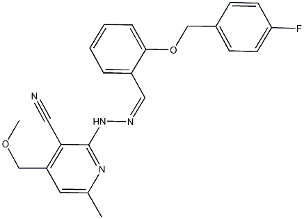 2-(2-{2-[(4-fluorobenzyl)oxy]benzylidene}hydrazino)-4-(methoxymethyl)-6-methylnicotinonitrile 结构式