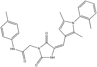 2-(4-{[2,5-dimethyl-1-(2-methylphenyl)-1H-pyrrol-3-yl]methylene}-2,5-dioxo-1-imidazolidinyl)-N-(4-methylphenyl)acetamide 结构式