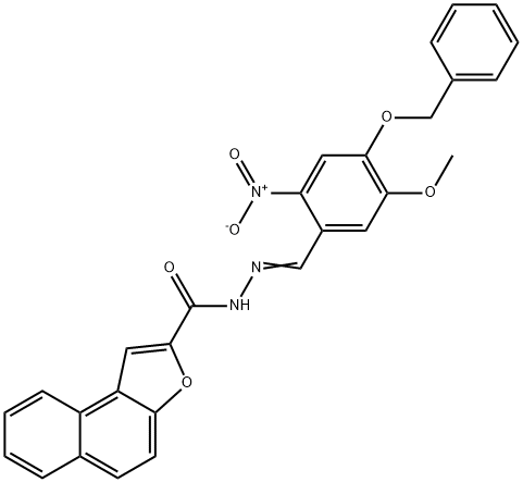 N'-{4-(benzyloxy)-2-nitro-5-methoxybenzylidene}naphtho[2,1-b]furan-2-carbohydrazide 结构式