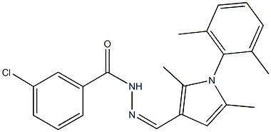 3-chloro-N'-{[1-(2,6-dimethylphenyl)-2,5-dimethyl-1H-pyrrol-3-yl]methylene}benzohydrazide 结构式