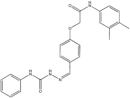 2-{4-[2-(anilinocarbonyl)carbohydrazonoyl]phenoxy}-N-(3,4-dimethylphenyl)acetamide 结构式