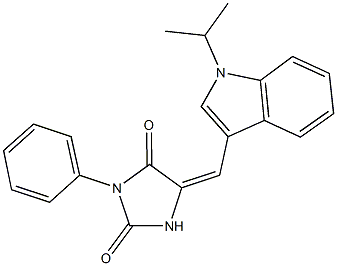 5-[(1-isopropyl-1H-indol-3-yl)methylene]-3-phenyl-2,4-imidazolidinedione 结构式