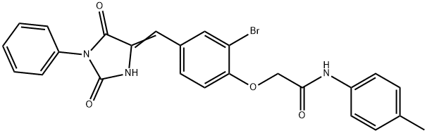 2-{2-bromo-4-[(2,5-dioxo-1-phenylimidazolidin-4-ylidene)methyl]phenoxy}-N-(4-methylphenyl)acetamide 结构式