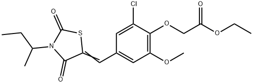 ethyl {4-[(3-sec-butyl-2,4-dioxo-1,3-thiazolidin-5-ylidene)methyl]-2-chloro-6-methoxyphenoxy}acetate 结构式