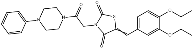 5-(3,4-diethoxybenzylidene)-3-[2-oxo-2-(4-phenylpiperazin-1-yl)ethyl]-1,3-thiazolidine-2,4-dione 结构式