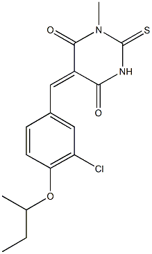 5-(4-sec-butoxy-3-chlorobenzylidene)-1-methyl-2-thioxodihydro-4,6(1H,5H)-pyrimidinedione 结构式