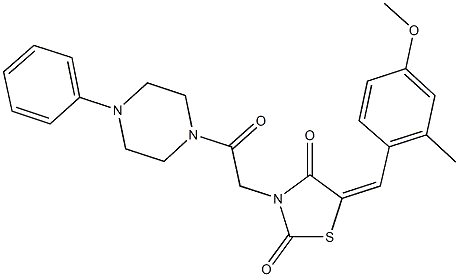 5-(4-methoxy-2-methylbenzylidene)-3-[2-oxo-2-(4-phenyl-1-piperazinyl)ethyl]-1,3-thiazolidine-2,4-dione 结构式