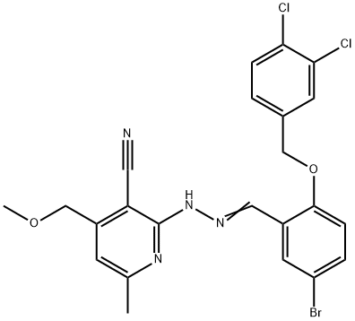 2-(2-{5-bromo-2-[(3,4-dichlorobenzyl)oxy]benzylidene}hydrazino)-4-(methoxymethyl)-6-methylnicotinonitrile 结构式